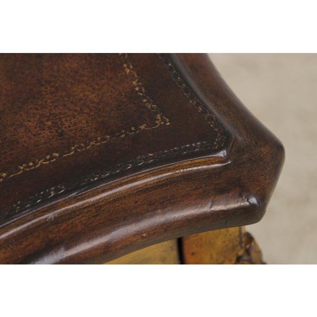Maitland Smith Leather Top Table Nightstand For Sale - Image 10 of 18