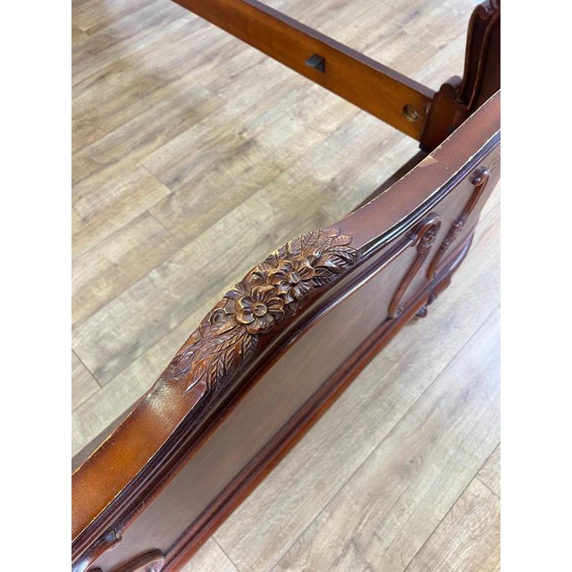 Vintage French Louis XVI King Size Bed Frame with Carved Headboard For Sale - Image 14 of 18
