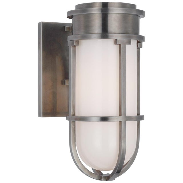 Chapman & Myers for Visual Comfort Signature Gracie Tall Bracketed Sconce in Antique Nickel with White Glass For Sale