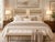A beautifully detailed vintage king-size headboard by Baker Furniture, featuring an elegant Neoclassical design with...
