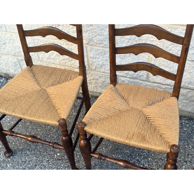 Mid 20th Century Set of 4 French Provincial Rush Seat Dining Chairs For Sale - Image 4 of 12