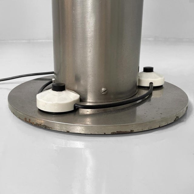 Italian Space Age Round Floor Lamp in Metal with White Interior, 1970s For Sale - Image 16 of 18