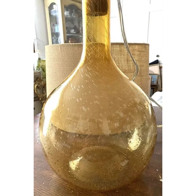 Large Vintage Mid-Century Gold Murano Bubble Glass Jug Lamp For Sale - Image 9 of 13