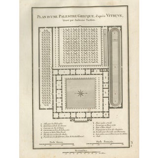 Tardieu, Ancient Greek Gymnasium and Palaestra Plan After Vitruvius, 1825, Engraving For Sale