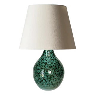 Green Glazed Ceramic Lamp, France, 1960s For Sale