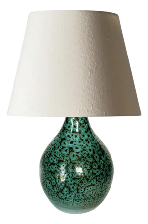 Green Glazed Ceramic Lamp, France, 1960s