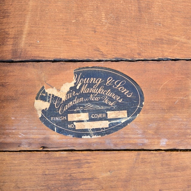 Brown 1910s Signed J M Young Mission Style Leather and Wood Footstool For Sale - Image 8 of 10