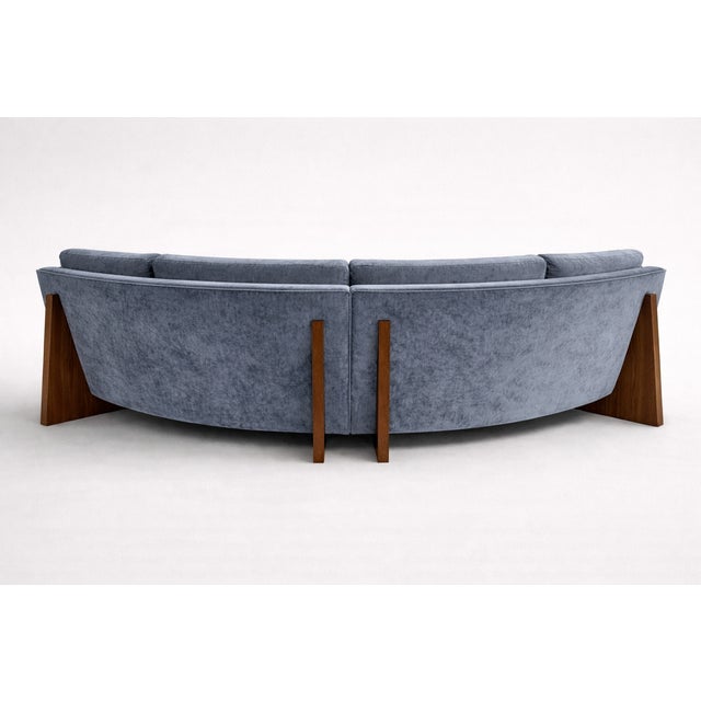 Contemporary One-of-One Bespoke Curved 2 Piece Sectional + Ottoman + Custom Table For Sale - Image 3 of 11