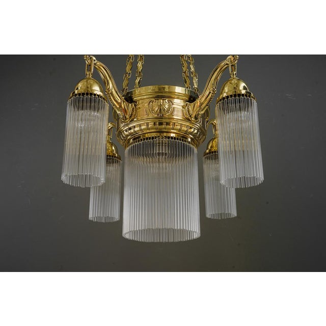 Art Deco Chandelier with Glass Sticks, Vienna, 1920s For Sale - Image 11 of 18