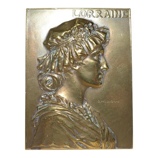 Brilliant Bronze Plaque by noted French artist Georges Prud'Homme c.1900 For Sale