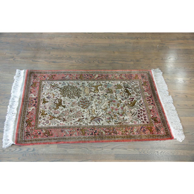 Mid-20th Century Persian Silk Qum Rug For Sale In Chicago - Image 6 of 15