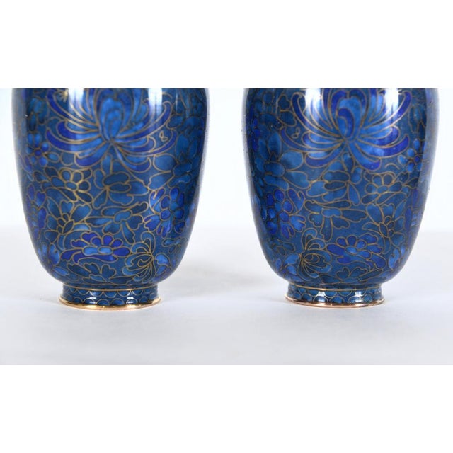 Small Japanese Cloisonne Enamel Copper Flower Posy Vases Art Deco 1940s by Unknown for Unknown, Set of 2 For Sale - Image 9 of 14