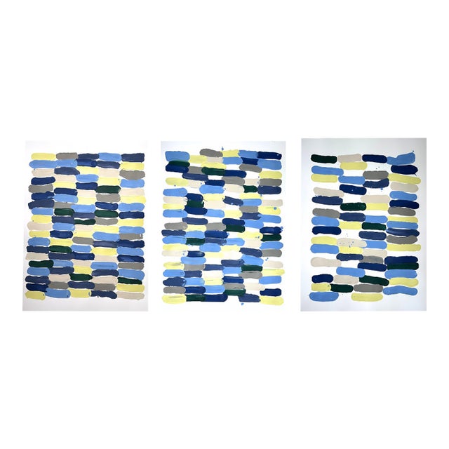 Greek Villa Painting Set of 3 — Contemporary Abstract by Mary Elizabeth Marvin For Sale