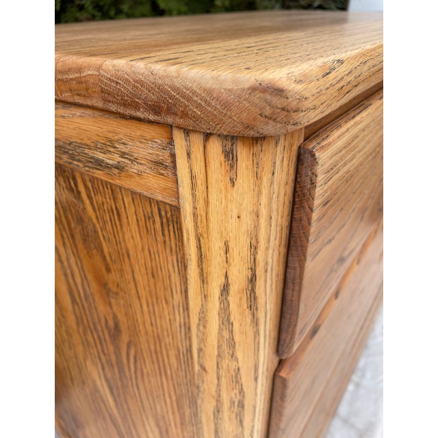 Vintage Mid-Century Modern 4-Drawer Chest Oak Wood Recessed Pulls For Sale In Seattle - Image 6 of 10