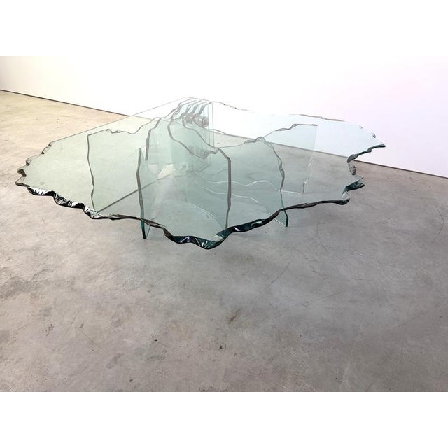 Shell Glass Coffee Table attributed to Danny Lane for Fiam Italy, 1980s For Sale - Image 3 of 13
