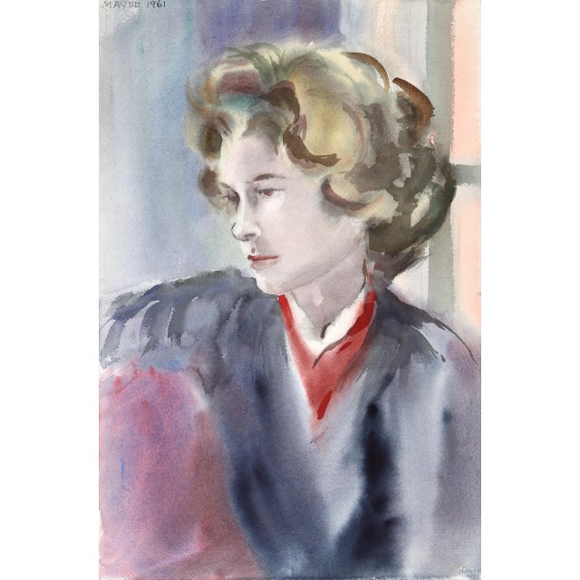 Artist: Eve Nethercott, American (1925 - 2015) Title: Portrait of a Woman (P5.24) Year: 1961 Medium: Watercolor on Paper...