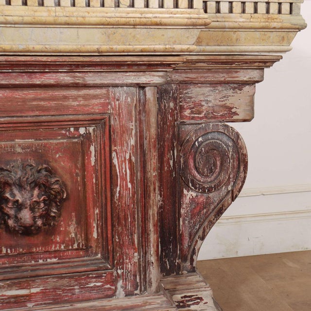Stone Italian Breakfront Console with Marble Top For Sale - Image 7 of 18