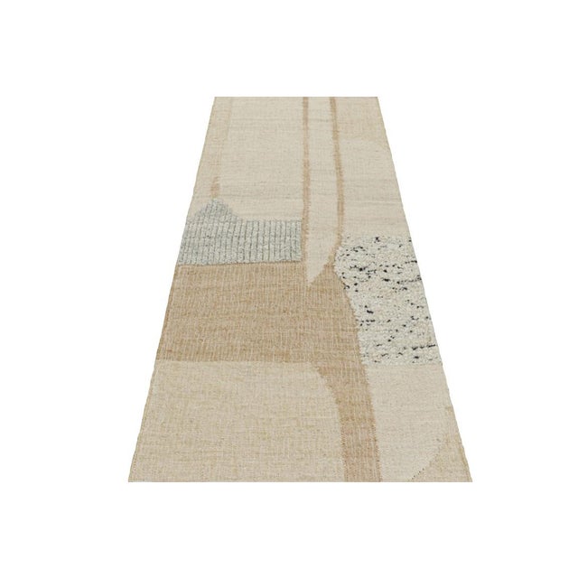 2010s Rug & Kilim’s Flatweave Runner Rug With Cream and Beige Geometric Patterns For Sale - Image 5 of 7