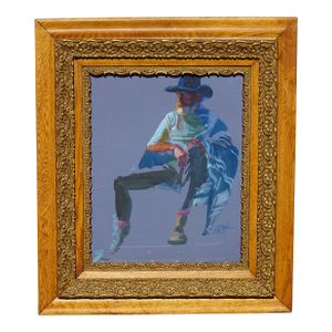 Donald Putt Putman Original Gouache Painting Picture Cowboy California Artist
