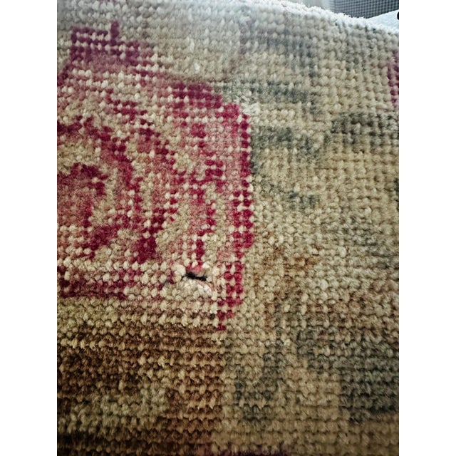 Vintage Turkish Rug Pillow Cover, Handwoven Wool Isparta Floral Cushion, One of a Kind Boho Pillow, 16x16 In For Sale - Image 9 of 11
