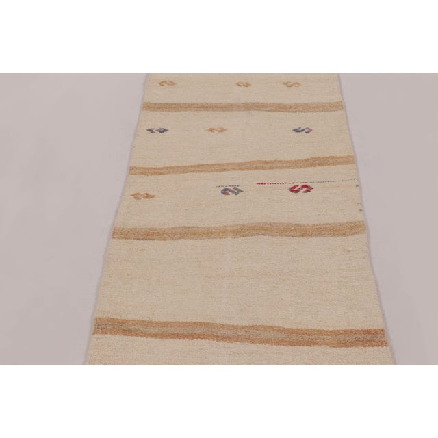 Rug & Kilim Rug & Kilim’s Contemporary Runner With Minimalist Beige-Brown Striped Field For Sale - Image 4 of 10