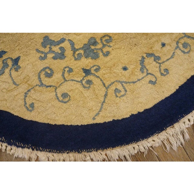 1920s Beige Foliate Medallion Antique Oval Chinese Peking Rug 3' X 5'9'' Wool Knotted Carpet For Sale - Image 10 of 12