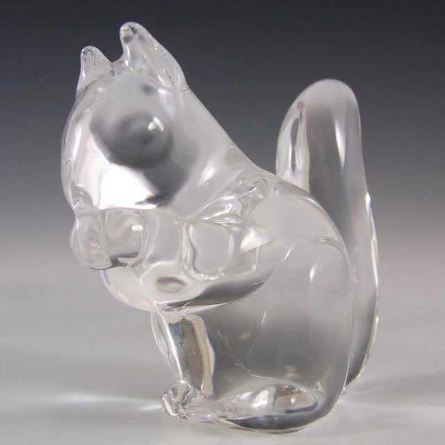 Vintage Hadeland Norway Scand Crystal Glass Squirrel Chipmonk Figure Paperweight For Sale - Image 4 of 6