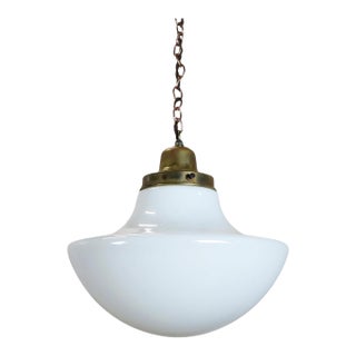 1930s Art Deco Milk Glass Pendant Light For Sale
