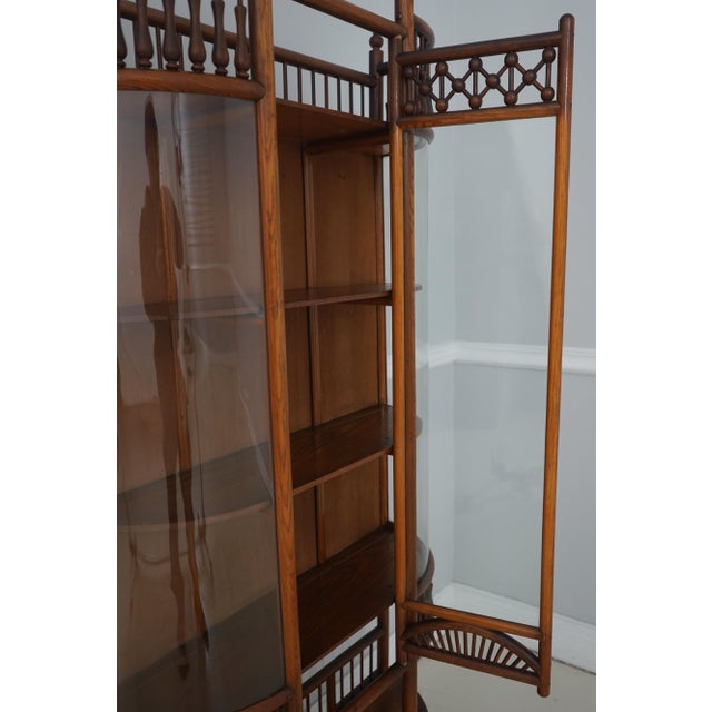 1900 - 1909 Antique Victorian Stick & Ball Oak Curio Cabinet For Sale - Image 5 of 17
