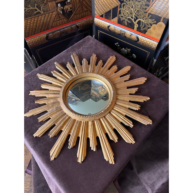 Gold Antique Sunburst Mirror For Sale - Image 8 of 9