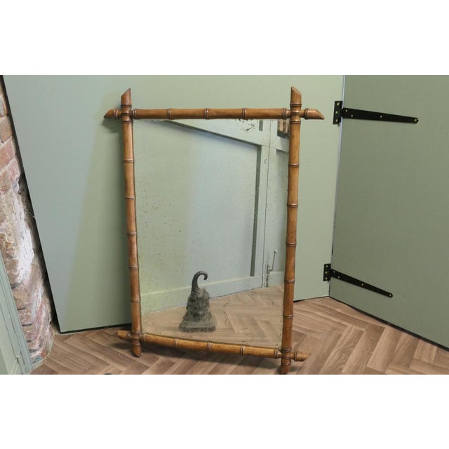 Vintage French Bamboo Wall Mirror For Sale - Image 4 of 8