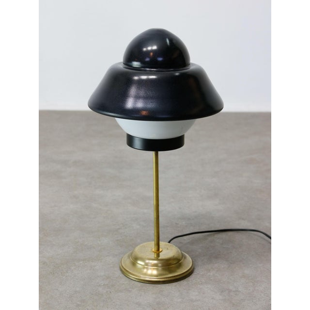 Mid-Century Italian Brass and Glass Table Lamp, 1960s For Sale - Image 9 of 14
