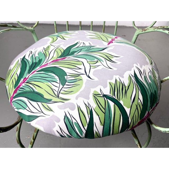 Vintage Restored French Style Wrought Iron Upholstered Vanity / Accent