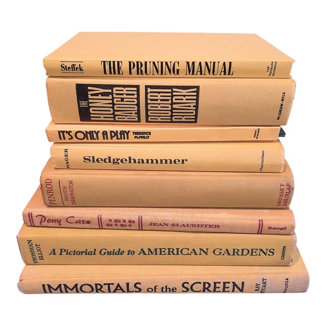 Vintage Sunny Yellow Bookstack Library Book Decorative Color For Sale