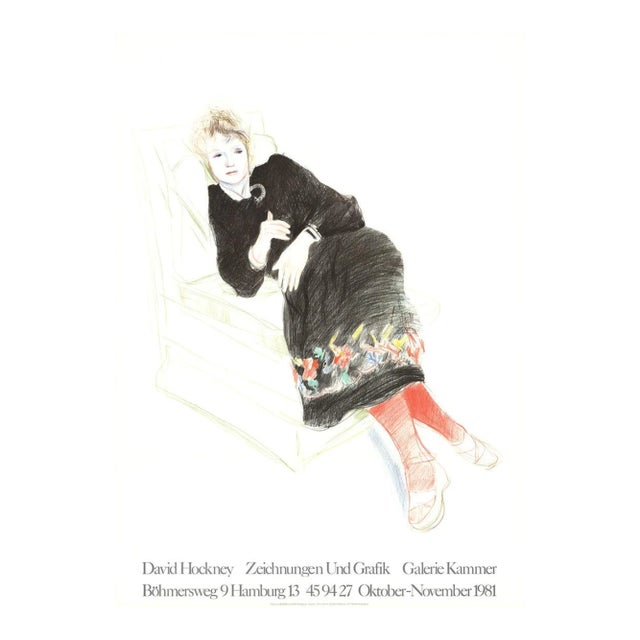 1981 David Hockney 'Portrait of Celia In A Black Dress With Colored Border' Pop Art Black & White United Kingdom Lithograph For Sale