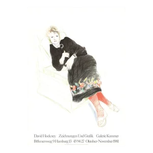 1981 David Hockney 'Portrait of Celia In A Black Dress With Colored Border' Pop Art Black & White United Kingdom Lithograph