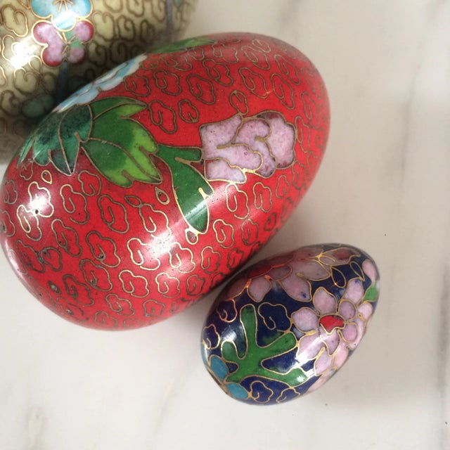 Chinese Chinoiserie Cloisonné Enamel Eggs Set of 4 Chairish