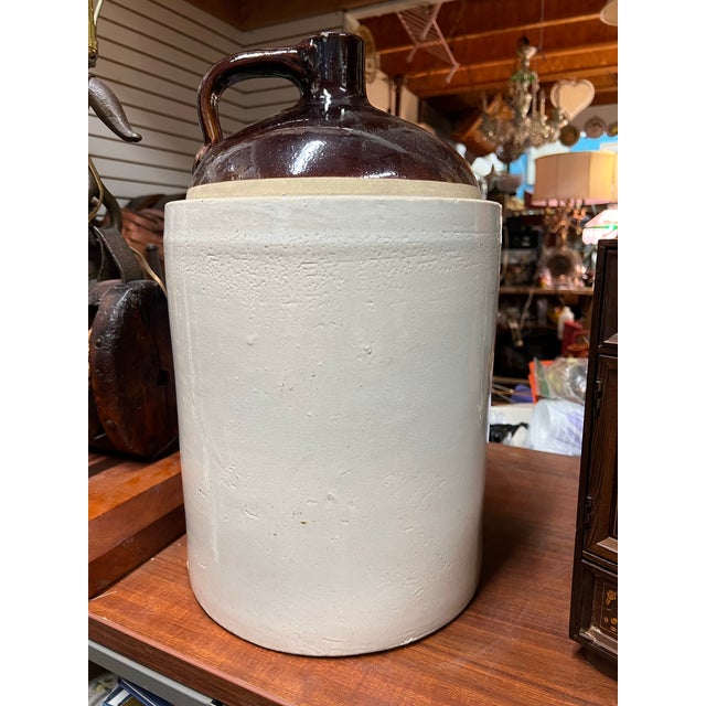 Antique Stoneware Crock /Jug With Blue Clover 5 Gallon For Sale In West Palm - Image 6 of 8