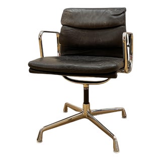 Vintage Soft Pad Chair in Dark Brown Leather by Charles and Ray Eames for Vitra, 1980s For Sale