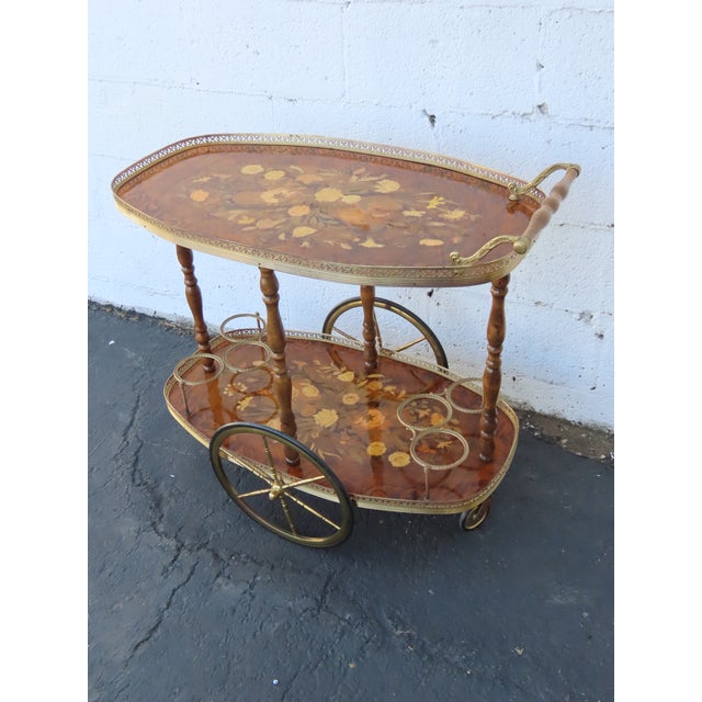 Italian Inlay Bar Server Tea Coffee Cart 6582 For Sale - Image 11 of 14