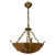 French Art Deco Amber Color Alabaster and Bronze Pendant Light, 1920 For Sale