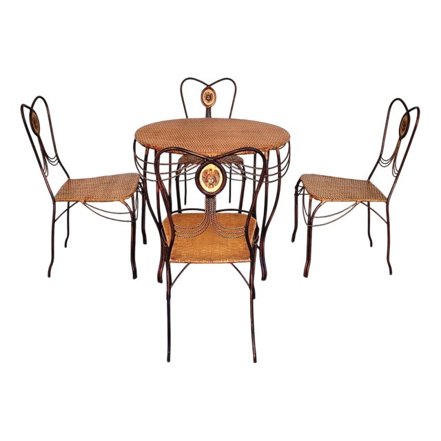 Medaillon Garden Set in Wrought Iron, Italy, 1970, Set of 5 For Sale