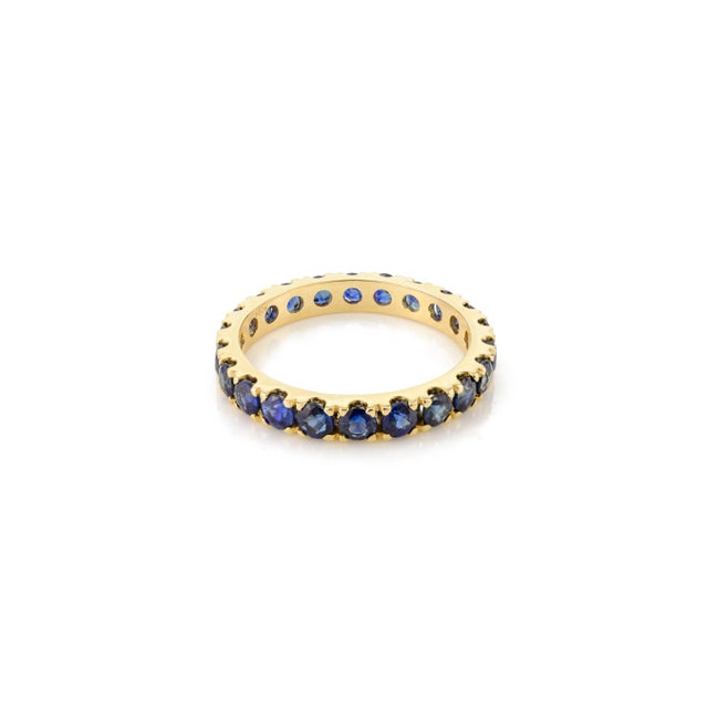 Not Yet Made - Made To Order Full Eternity Sapphire Unisex Band Ring in 14k Gold Size 6 For Sale - Image 5 of 12