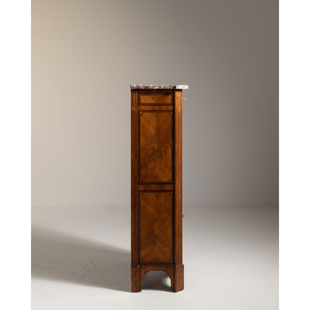 19th Century French Amber Louis XVI Secretary Cabinet with Marble Top For Sale - Image 13 of 15