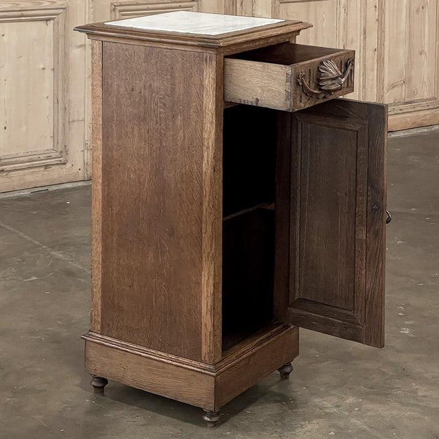 Rustic Antique Neoclassical Marble Top Nightstand ~ Pedestal For Sale In Dallas - Image 6 of 18