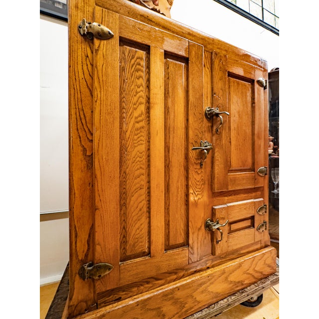 Brown Antique Oak Ice Box For Sale - Image 8 of 17