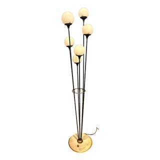 Vintage Sapling Floor Lamp in Opaline Glass and Brass, 1960s For Sale