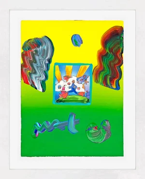 Peter Max Cosmic Runner (Unique Mixed Media on Paper), 2009