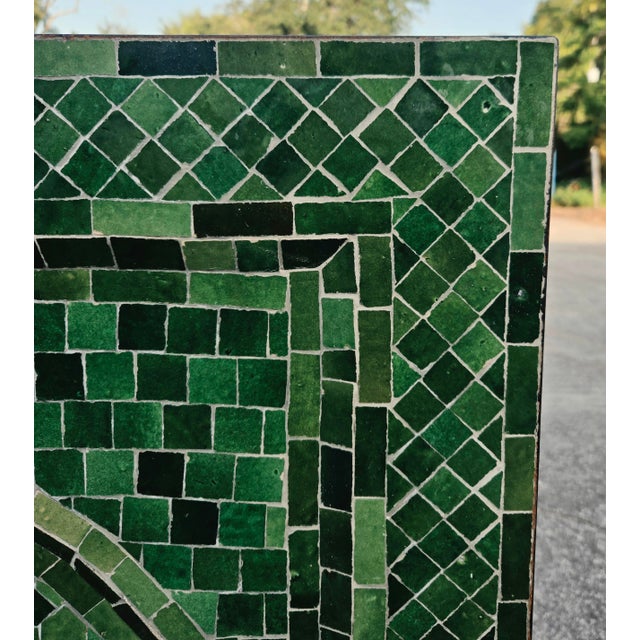 Tamegroute Green Handmade Moroccan Mosaic Tile Fountain For Sale In Orlando - Image 6 of 6