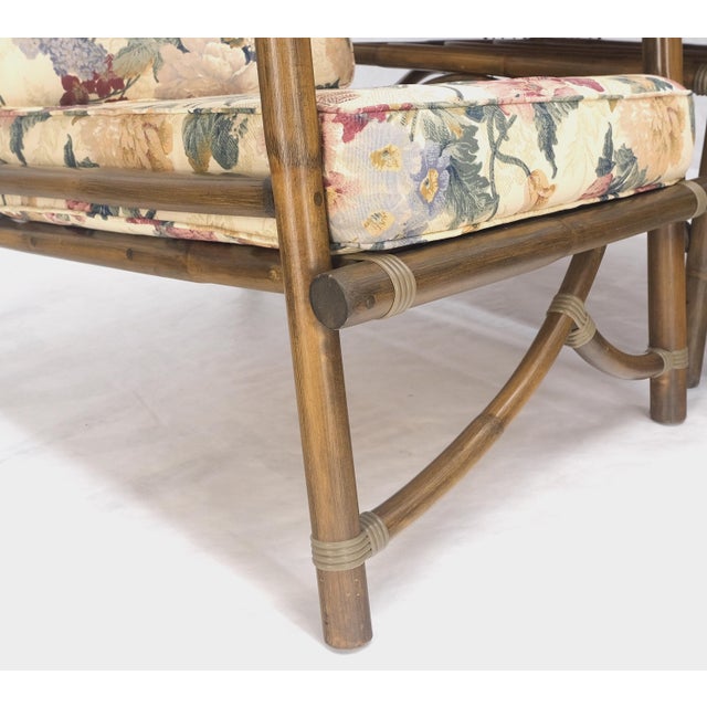 Vogue Rattan Bamboo c1970s Sofa Matching Chair Pair of End Tables 5 Pcs Set Mint For Sale - Image 17 of 18